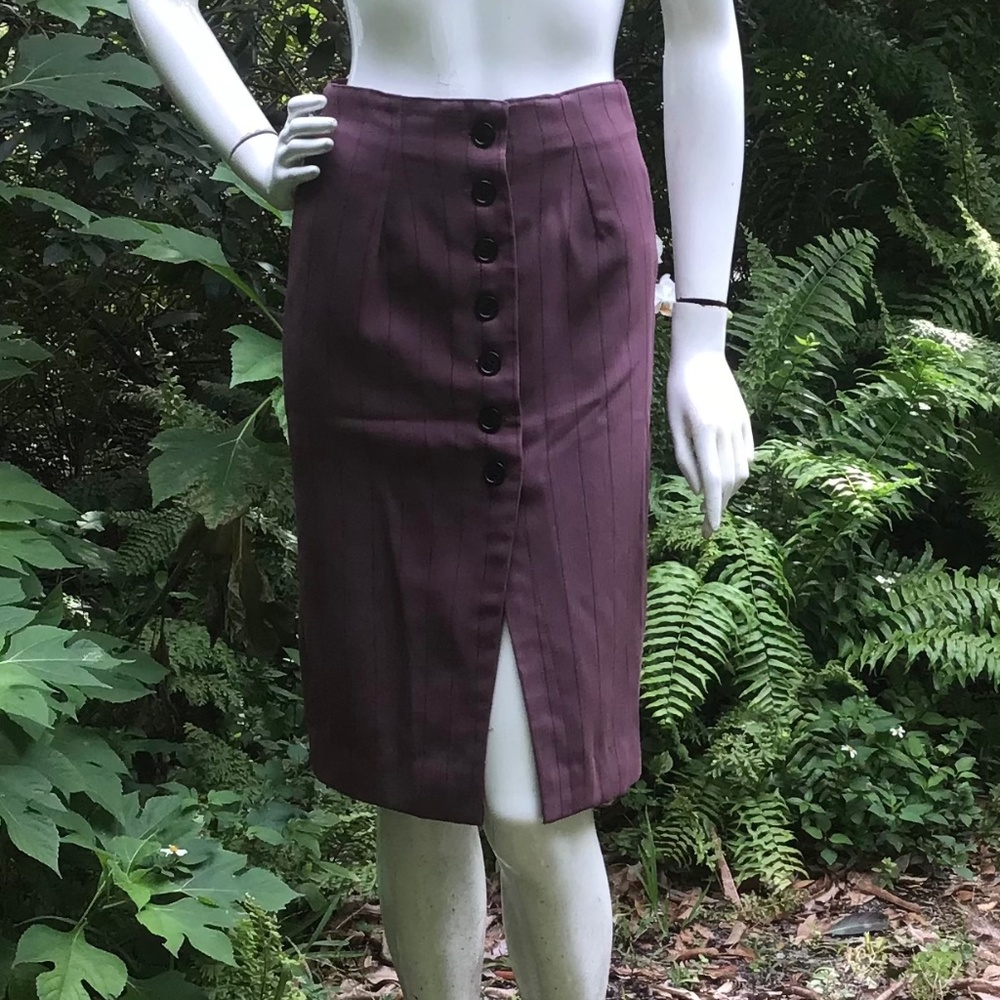 Vintage 90s Karen Miller pinstriped plumb skirt